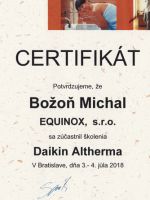 EQUINOX, s.r.o. - certifikát Daikin VRV 2018